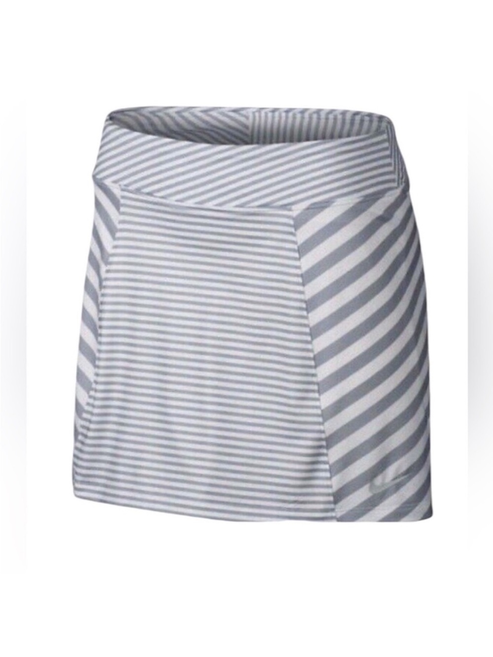 NIKE Golf White and Gray Striped Athletic Skort Women's Large Spandex Dri-fit
